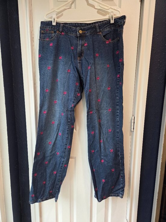 Lilly Pulitzer Denim - Lilly Pulitzer Women's Jeans Size 16 Embroidered Palm Tree Blue Denim Stretch